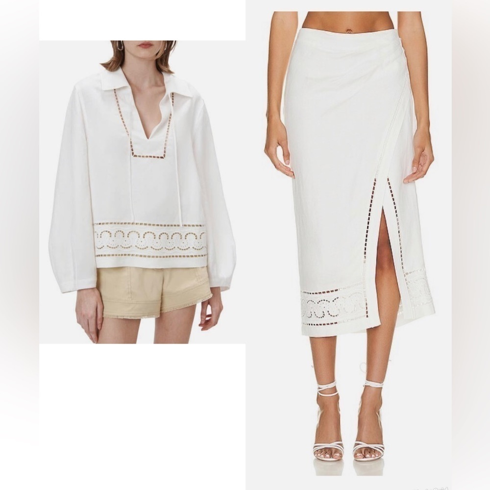 Jonathan Simkhai Cream Midi Skirt